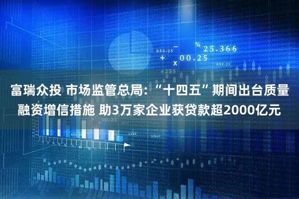 富瑞众投 市场监管总局: “十四五”期间出台质量融资增信措施 助3万家企业获贷款超2000亿元